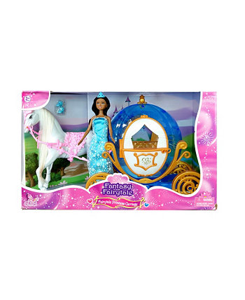 Ethnic Princess Doll with Horse and Carriage Set, 3 Pieces Playtime Toys