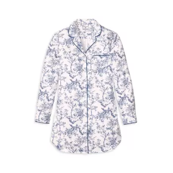 Timeless Toile Floral Cotton Pajama Shirt Petite Plume