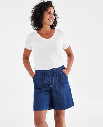Женские шорты без застежки из шамбре, стандартного и миниатюрного размера, созданные для Macy's Style & Co