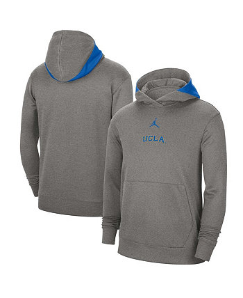 Мужской пуловер с капюшоном цвета Хизер серого цвета UCLA Bruins Team Basketball Spotlight Performance Jordan