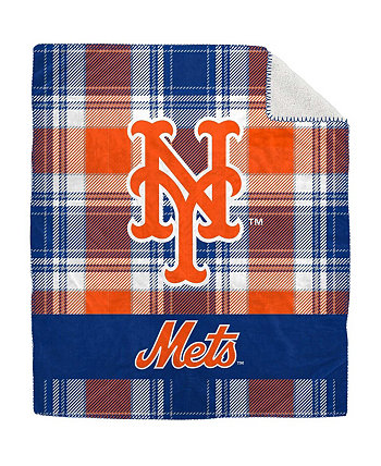 Плюшевое одеяло из фланели в клетку New York Mets размером 50 x 60 дюймов Pegasus Home Fashions