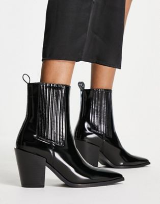 Truffle Collection pointed Western boots in black patent Truffle Collection