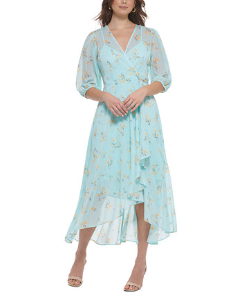 Миниатюрное шифоновое платье с оборками и цветочным принтом Calvin Klein