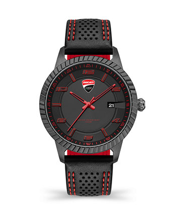 Men's Podio Collection Timepiece Black Genuine Leather Strap Watch, 44mm Ducati Corse