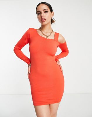Оранжевое двухслойное облегающее платье мини с открытыми плечами Public Desire Public Desire
