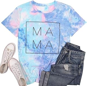 Mama Shirt Letter Printed Mom Life Tshirts Mom Mama Floral Wild Flowers Casual Short Sleeve Mother's Day Tee Tops UXQIEN