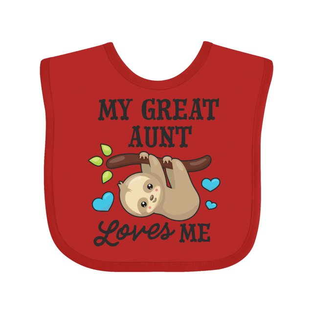 Inktastic My Great Aunt Loves Me with Sloth and Hearts Boys or Girls Baby Bib Inktastic