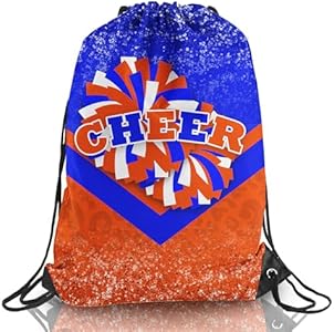 Cheer Drawstring Backpack Cheerleading Drawstring Gym Bag Cheerleader Gifts for Cheerleader (Black&Gold,1 Pcs) Batorkpl