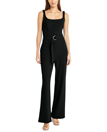 Women's Square-Neck Belted Jumpsuit Donna Morgan