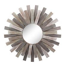 Коллекция Stonebriar Круглое деревянное подвесное настенное зеркало с изображением солнечных лучей STONEBRIAR