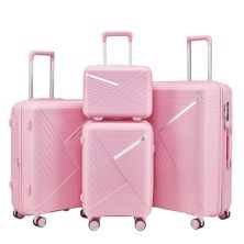 4 Pc Mute Spinner Luggage Set Expandable Suitcase With Tsa Lock Abrihome