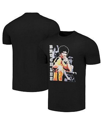 Men's Black Bruce Lee Multi-Photo Vertical Text Graphic T-shirt American Classics