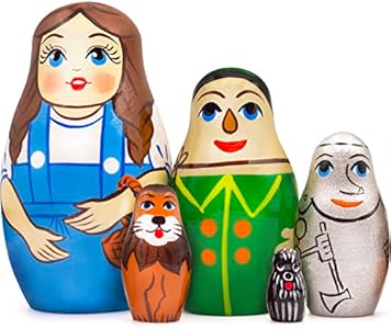 AEVVV Wizard of Oz Nesting Dolls, 5 Pcs - Eco-Friendly Wood Matryoshka - Unique Gift and Decor Aevvv