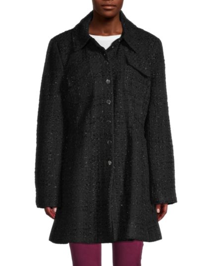 Твидовое пальто трапециевидной формы Laundry by Shelli Segal