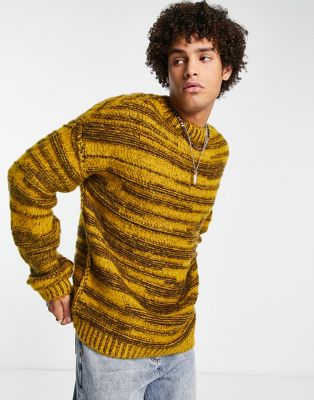 Трикотажный полосатый свитер коричнево-горчичного цвета ASOS DESIGN ASOS DESIGN
