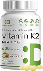 DEAL SUPPLEMENT Premium Vitamin K Complete - High Potency Vitamin K2 (MK-7 and MK-4) & K1, 240 Coconut Oil Infused Softgels (Мягкие капсулы) - Full Spectrum Triple Vitamin K, Optimal Bone & Heart Health Support DEAL SUPPLEMENT