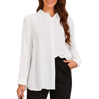 Button Down Shirts for Women Dress Shirts Work Wear Collared Side Slits Long Sleeve Blouses Inspire Chic