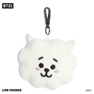 Aurora 44216 4 in. Lovable BT21 RJ Collectible Fun Delightful Cuteness Stuffed Animal Keychain, White Aurora