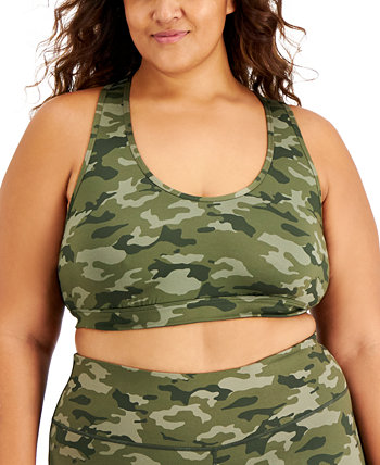 Plus Size Reversible Racerback Sports Bra, Created for Macy's ID Ideology