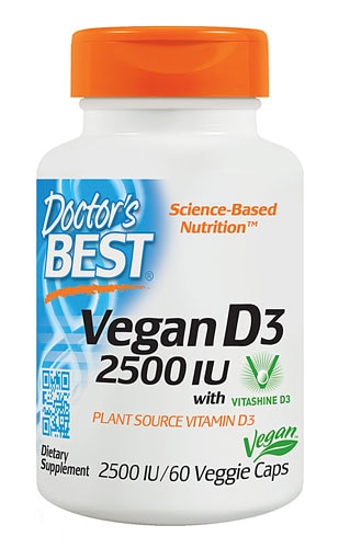 Doctor's Best Vegan D3 - 2500 МЕ - 60 растительных капсул Doctor's Best