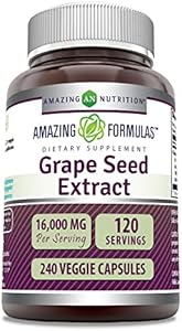 Amazing Formulas Grapeseed Extract 16000mg Per Serving (Порция) Veggie Capsules (Капсулы на растительной основе) Supplement | 20:1 Extract | Non-GMO | Gluten Free | Made in USA (120 Count) Amazing Nutrition