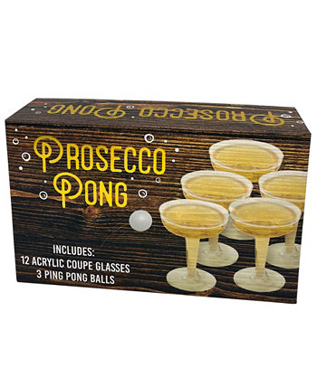Игра Prosecco Pong с древесными зернами, коробка с 12 акриловыми чашками-купе и 3 шариками для пинг-понга, 4,5 унции, 133 мл TMD HOLDINGS