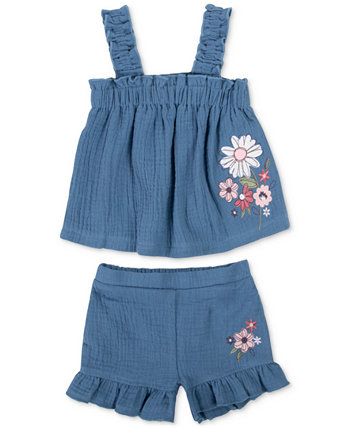 Хлопковый топ и шорты из шамбре для маленьких девочек, комплект из 2 предметов Baby Essentials