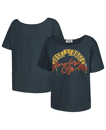 Women's Black Guns n Roses Off-Shoulder Graphic T-shirt Daydreamer