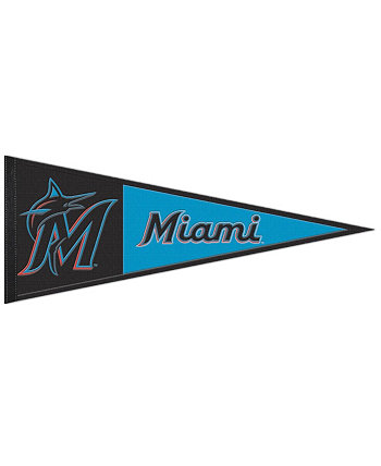 Шерстяной вымпел с основным логотипом Miami Marlins размером 13 x 32 дюйма Wincraft