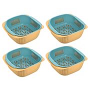 Kitchen Plastic Colander Fruit Vegetable Strainer Basket 4PCS Unique Bargains