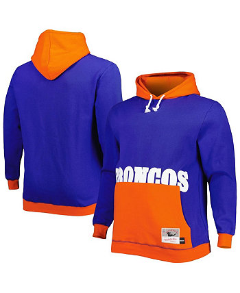 Мужской темно-синий, оранжевый пуловер с капюшоном Denver Broncos Big and Tall Big Face Mitchell & Ness