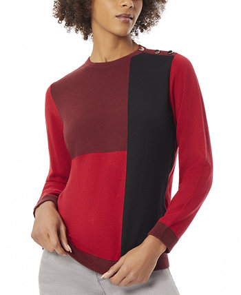 Женский свитер с цветными блоками и круглым вырезом Jones New York