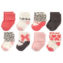 Luvable Friends Baby Girl Newborn and Baby Terry Socks, Leopard Luvable Friends