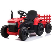 TOBBI 12V Kids Electric Battery-Powered Ride On Toy Tractor with Trailer, Red TOBBI
