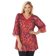 Woman Within Women's Plus Size Embellished Pleated Blouse Woman Within