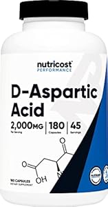 Nutricost D-Aspartic Acid (DAA) Capsules 2000mg Per Serving (180 Capsules) - Non-GMO Supplement Nutricost