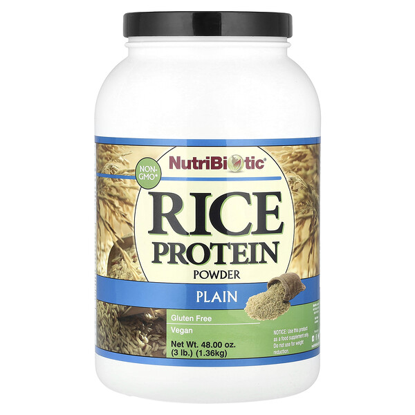 Rice Protein Powder (Порошок), Plain, 3 lbs (1.36 kg) NutriBiotic