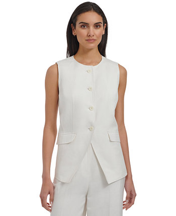 Women's Linen-Blend Collarless Vest Calvin Klein