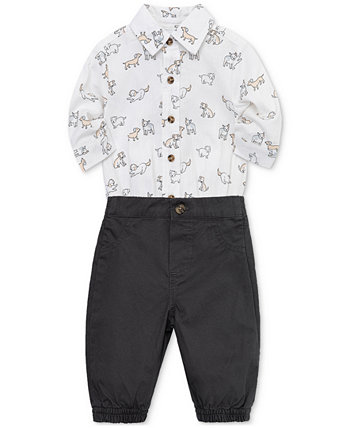 Хлопковое боди и штаны с принтом Puppy Fun для маленьких мальчиков, комплект из 2 предметов Little Me