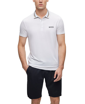Мужская рубашка-поло с контрастным логотипом BOSS