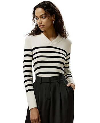 Women's Striped Ultra-fine Wool Sweater Lilysilk