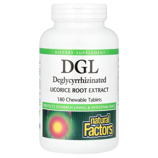 DGL, Экстракт корня солодки без глицирризина - 180 жевательных таблеток - Natural Factors Natural Factors