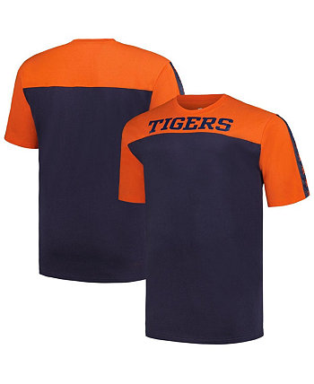 Men's Orange, Navy Detroit Tigers Big and Tall Yoke Knit T-shirt Profile