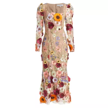 Платье миди Rumi с цветочной вышивкой Elliatt