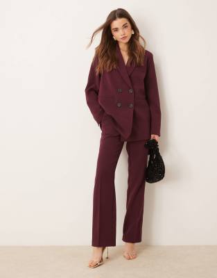 YAS tailored wide leg pants in burgundy - part of a set Yas