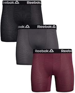 Reebok Men's Boxer Briefs – 3 Pack Performance Mens Underwear Boxer Briefs with Fly Pouch - Athletic Underwear for Men (S-XL) Reebok