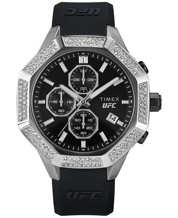 Unisex UFC King Analog Black Silicone Strap 45mm Octagonal Watch Timex