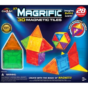 Cra-Z-Art Magrific 28 Piece Multi-Color Magnetic Tiles Set Cra-Z-Art