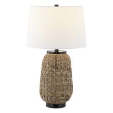 Chakrii Rustic Bohemian Ironrattan Led Table Lamp With Pull Chain Jonathan Y Designs