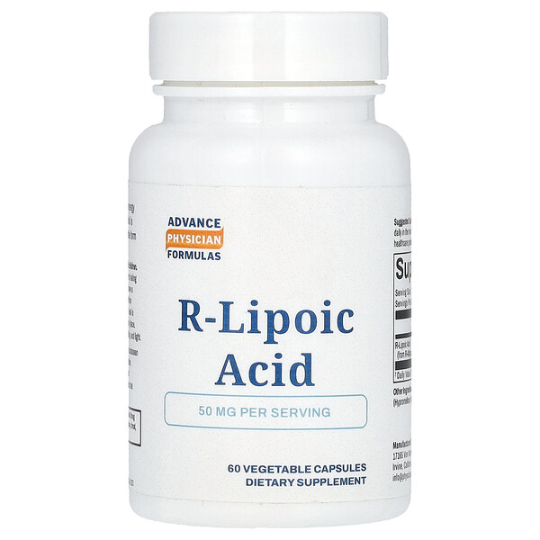 R-липоевая кислота, 50 мг, 60 растительных капсул Advance Physician Formulas